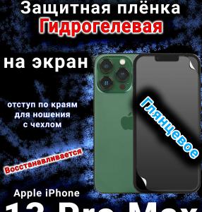 Защитная плёнка на экран для Apple iPhone 13 Pro Max глянцевая гидрогелевая стандарт под чехол с вырезом острова