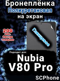 Бронеплёнка на экран Nubia V80 Pro глянцевая полиуретановая SCPhone