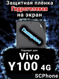 Защитная плёнка на экран смартфона для Vivo Y100 4G глянцевая гидрогелевая SCPhone