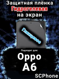 Защитная плёнка на экран Oppo A6 глянцевая гидрогелевая