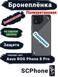 Бронепленка на заднюю крышку ASUS ROG Phone 8 Pro глянцевая полиуретановая