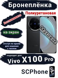 Бронеплёнка на экран Vivo X100 Pro матовая полиуретановая