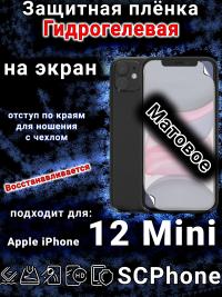 Защитная плёнка на экран для Apple iPhone 12 Mini матовая гидрогелевая стандарт под чехол с вырезом острова