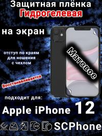 Защитная плёнка на экран для Apple iPhone 12 матовая гидрогелевая стандарт под чехол с вырезом острова