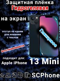 Защитная плёнка на экран для Apple iPhone 13 Mini глянцевая гидрогелевая стандарт под чехол с вырезом острова