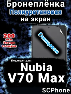 Бронеплёнка на экран Nubia V70 Max глянцевая полиуретановая SCPhone