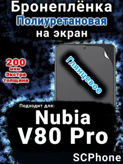 Бронеплёнка на экран Nubia V80 Pro глянцевая полиуретановая SCPhone