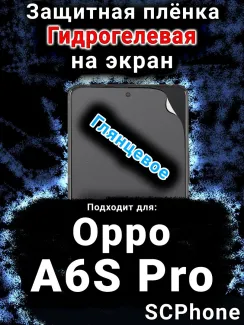 Защитная плёнка на экран Oppo A6S Pro глянцевая гидрогелевая