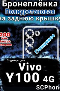 Бронеплёнка на заднюю крышку смартфона для Vivo Y100 4G глянцевая полиуретановая SCPhone
