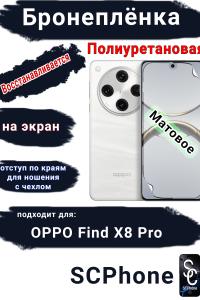 Бронеплёнка на экран OPPO Find X8 Pro матовая полиуретановая стандарт