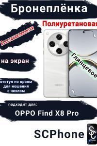 Бронеплёнка на экран OPPO Find X8 Pro глянцевая полиуретановая стандарт