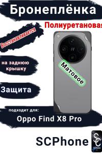 Защитная плёнка на заднюю крышку OPPO Find X8 Pro матовая полиуретановая стандарт