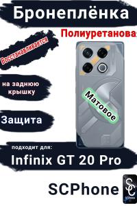 Бронеплёнка на заднюю крышку Infinix GT 20 Pro матовая полиуретановая