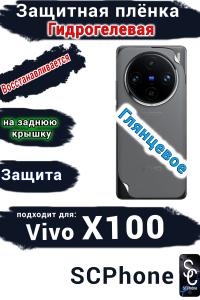 Защитная плёнка на заднюю крышку Vivo X100 глянцевая гидрогелевая