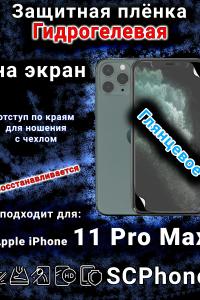 Защитная плёнка на экран для Apple iPhone 11 Pro Max глянцевая гидрогелевая стандарт под чехол с вырезом острова