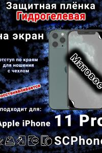 Защитная плёнка на экран для Apple iPhone 11 Pro матовая гидрогелевая стандарт под чехол с вырезом острова